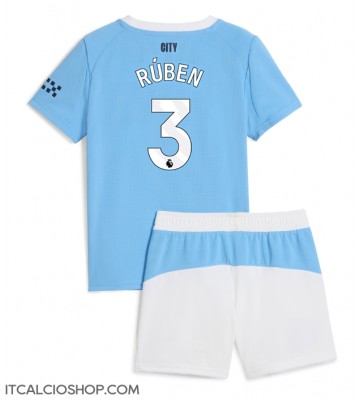 Manchester City Ruben Dias #3 Prima Maglia Bambino 2025-26 Manica Corta (+ Pantaloni corti)